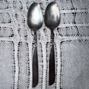 Vintage 1950s South Seas Community Silver Plate Teaspoons Set of 2